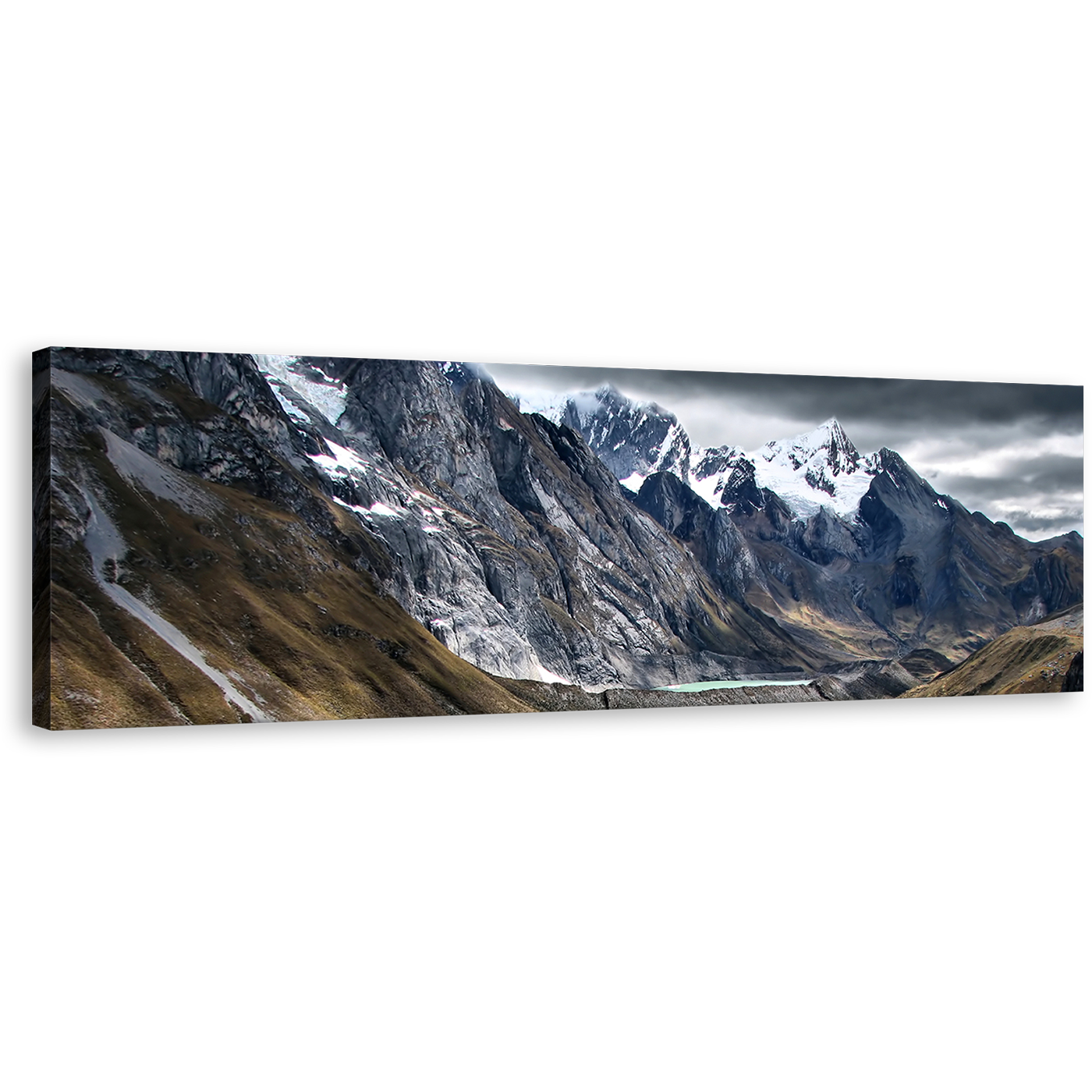 Cordillera Huayhuash Canvas Print, White Snow Ocean Mountains 1 Piece Canvas Art, Grey Huayhuash Trek Wall Art