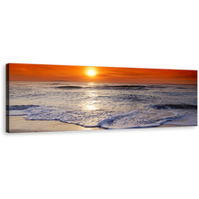 Load image into Gallery viewer, Corsica Beach Canvas Wall Art, Red Orange Sky Ocean Panoramic Canvas Print, Beautiful Ocean Canvas Artwork
