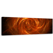 Load image into Gallery viewer, Cosmic Energy Canvas Wall Art, Brown Abstract Fiery Artwork Print, Bright Abstract Panoramic Canvas, Orange Digital Abstract Swirl Canvas Artwork
