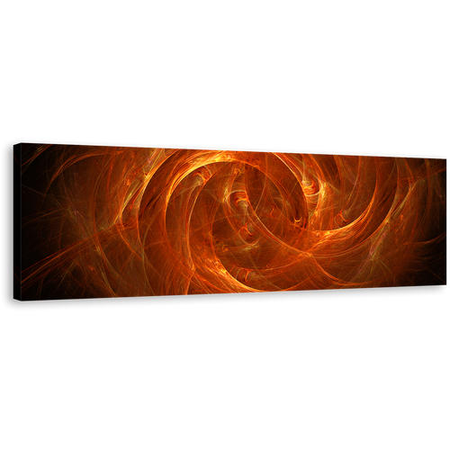 Cosmic Energy Canvas Wall Art, Brown Abstract Fiery Artwork Print, Bright Abstract Panoramic Canvas, Orange Digital Abstract Swirl Canvas Artwork