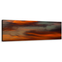 Load image into Gallery viewer, Crimson Dusk Canvas Art, Red Orange Sunset Clouds Warm Hues &amp; Ethereal Design Panoramic Canvas Print
