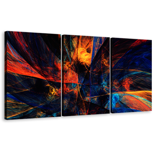 Deep Abstract Canvas Wall Art, Abstract Graphic Art Print, Colorful Abstract 3D Rendering 3 Piece Canvas Set