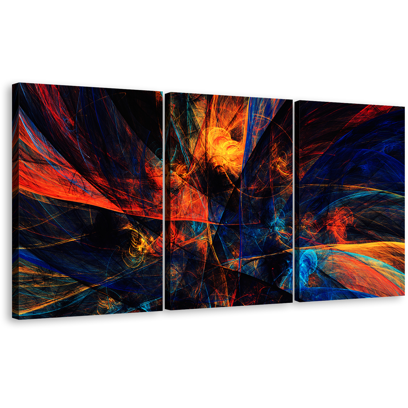 Deep Abstract Canvas Wall Art, Abstract Graphic Art Print, Colorful Abstract 3D Rendering 3 Piece Canvas Set