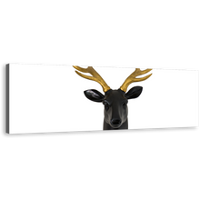 Load image into Gallery viewer, Deer Animal Canvas Wall Art, White Background Deer Panoramic Canvas Print, Black Deer Head Canvas Artwork
