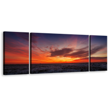 Load image into Gallery viewer, Desert Landscape Canvas Wall Art, Orange Grey Sunset View 3 Piece Canvas Print
