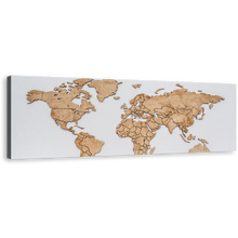 Load image into Gallery viewer, Detailed Map Canvas Print, White Brown World Map Digital Canvas Artwork, Abstract World 1 Piece Canvas Wall Art
