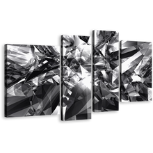 Load image into Gallery viewer, Diamond Glitter Canvas Wall Art, Black and White Diamond Shapes 4 Piece Canvas Set, Grey Abstract Geometric Canvas Print
