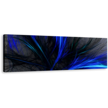 Load image into Gallery viewer, Digital Abstract Canvas Print, Blue 3D Abstract Fractal Bright 1 Piece Canvas Wall Art, Black Abstract Graphics Wide Canvas
