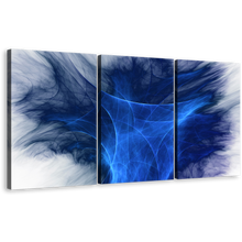 Load image into Gallery viewer, Digital Abstract Canvas Print, White Modern Abstract Graphics Canvas Wall Art, Blue 3D Abstract Fractal Bright 3 Piece Canvas
