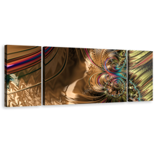 Load image into Gallery viewer, Digital Abstract Canvas Wall Art, Abstract Fractal Patterns 3 Piece Multi Canvas, Colorful Abstract Fractal Texture Triptych Canvas Print
