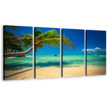 Load image into Gallery viewer, Dominican Republic Canvas Wall Art, Saona Island Green Sea 4 Piece Canvas, Punta Cana Blue Ocean Sky Canvas Set
