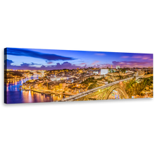 Load image into Gallery viewer, Douro River Wall Art, Beautiful Blue Sky City Bridge Canvas Print, Dom Yellow Luis Bridge Over Douro 1 Piece Canvas Art
