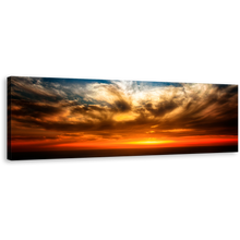 Load image into Gallery viewer, Dramatic Clouds Canvas Wall Art, Beautiful Orange Sunset Canvas Artwork, Blue Ocean Sky 1 Piece Canvas Print
