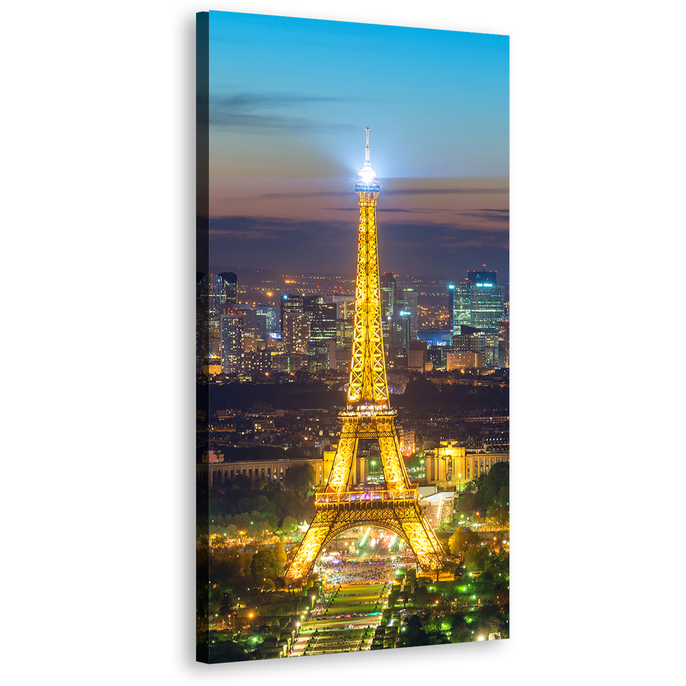 Eiffel Tower Canvas Art, Gold World Wonder Paris Vertical Canvas Print, Blue France City Skyline 1 Piece Wall Art