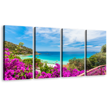 Load image into Gallery viewer, Elba Island Canvas Wall Art, Italy Green Ocean Beach Multiple Canvas, Tuscany Blue Sky Ocean 4 Piece Canvas Print
