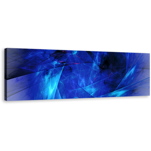 Elegant Abstract Canvas Wall Art, Blue Fractal Abstract Design 1 Piece Canvas, Black Abstract Digital Artwork