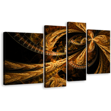 Load image into Gallery viewer, Elegant Abstract Canvas Wall Art, Brown Abstract Fractal 4 Piece Canvas, Modern Abstract Patterns Canvas Set, Black Abstract Artwork Print
