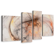 Load image into Gallery viewer, Elegant Abstract Canvas Wall Art, White Abstract Fractal 4 Piece Canvas Print, Contemporary Orange Modern Abstract Multiple Canvas
