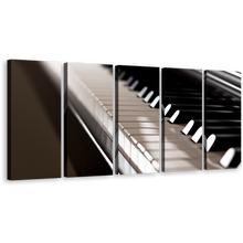 Load image into Gallery viewer, Elegant Piano Canvas Wall Art, Musical Instrument 5 Piece Canvas Set, Elegant Piano Keyboard Canvas Print
