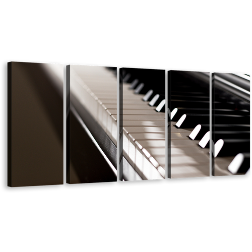 Elegant Piano Canvas Wall Art, Musical Instrument 5 Piece Canvas Set, Elegant Piano Keyboard Canvas Print