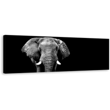 Load image into Gallery viewer, Elephant Animal Canvas Print, Grey Elephant Digital Painting 1 Piece Canvas Wall Art, Black and White Elephant Front Wide Canvas
