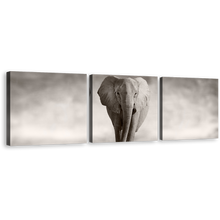 Load image into Gallery viewer, Elephant Portrait Canvas Print, Grey Elephant Animal 3 Piece Canvas Wall Art, Elephant Front Multi Canvas
