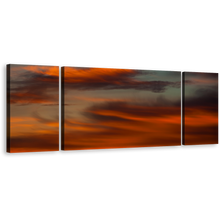 Load image into Gallery viewer, Evening Blaze Wall Art, Sunset Abstract Triptych Canvas Print, Red Orange Bold Skies &amp; Soothing Hues Multi Canvas
