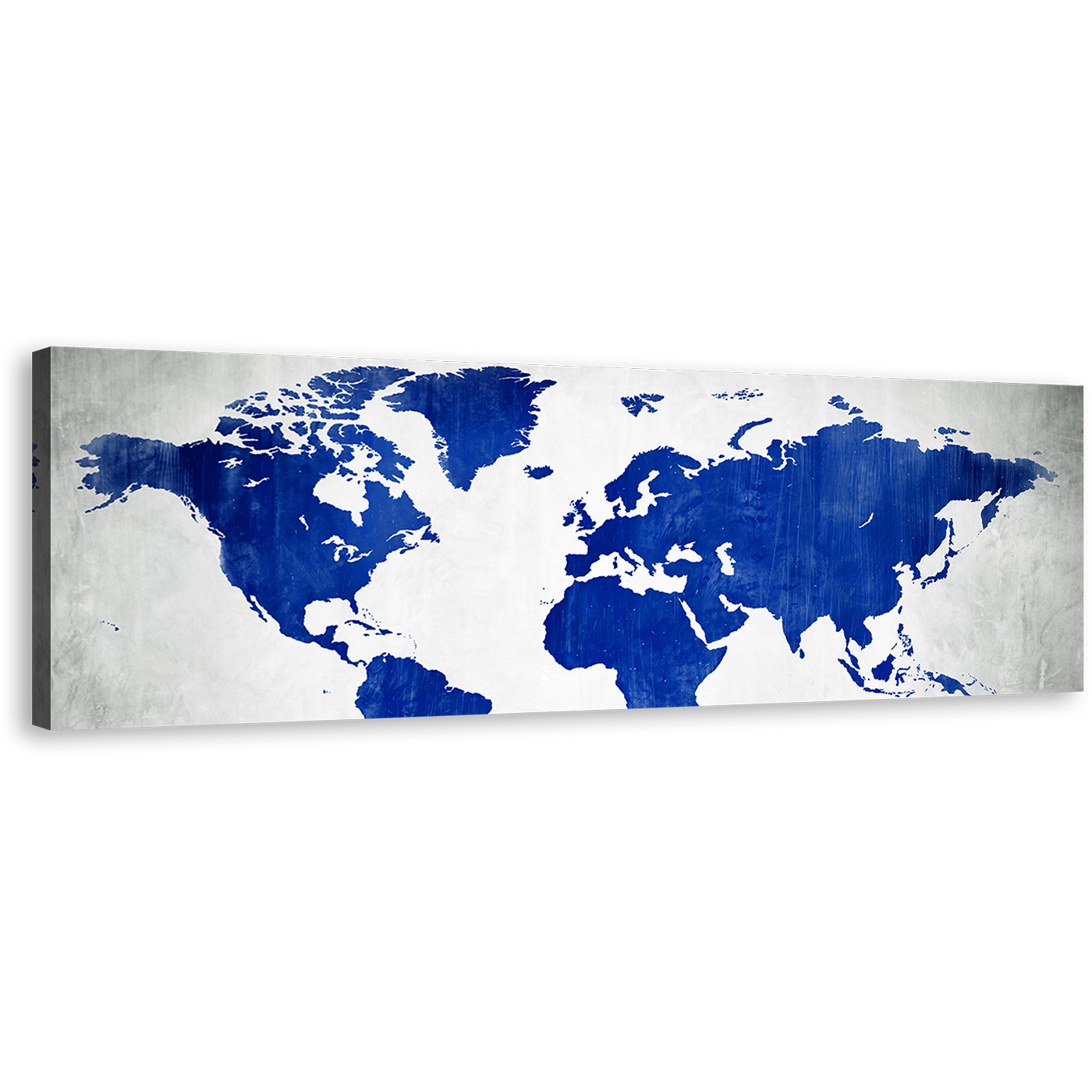 Flat Earth Canvas Wall Art, White Abstract World Map 1 Piece Canvas, Blue World Canvas Print