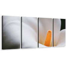 Load image into Gallery viewer, Flower Head Canvas Wall Art, White Yellow Calla Lily Flower 4 Piece Canvas Set, Fresh Lily Close Up Canvas Print
