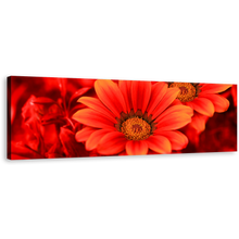 Load image into Gallery viewer, Flowers Closeup Canvas Wall Art, Beautiful Floral Canvas Artwork, Abstract Red Flowers 1 Piece Canvas Print
