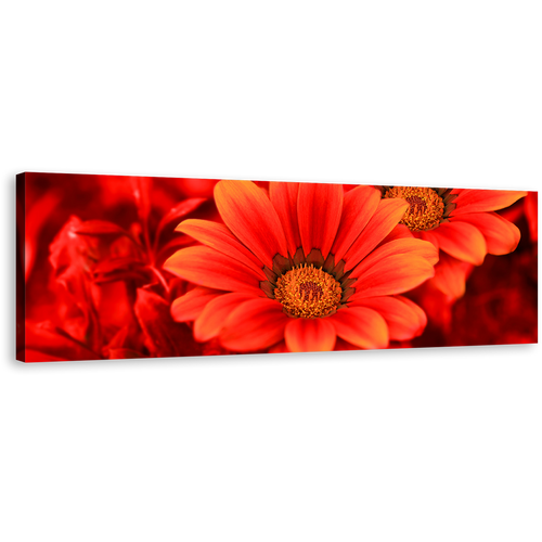 Flowers Closeup Canvas Wall Art, Beautiful Floral Canvas Artwork, Abstract Red Flowers 1 Piece Canvas Print