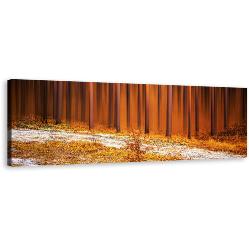 Forest Nature Canvas Wall Art, Abstract Trees Scenery Panoramic Canvas Print, Brown Autumn Forest Canvas Artwork