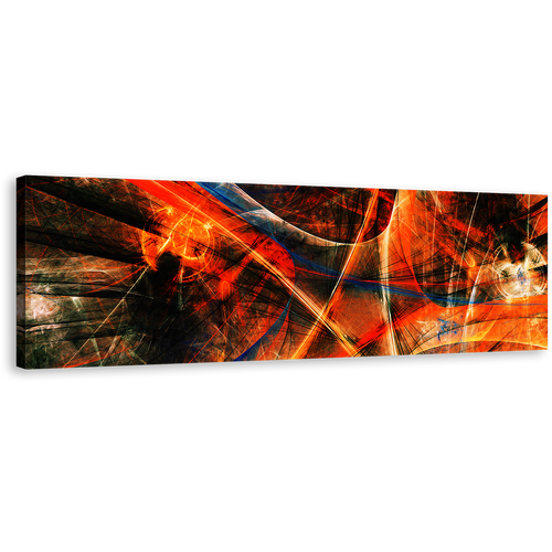 Fractal Abstraction Canvas Wall Art, Orange Fractal Graphics 1 Piece Canvas, Black Deep Abstract Digital Print, Modern Abstract Canvas Artwork