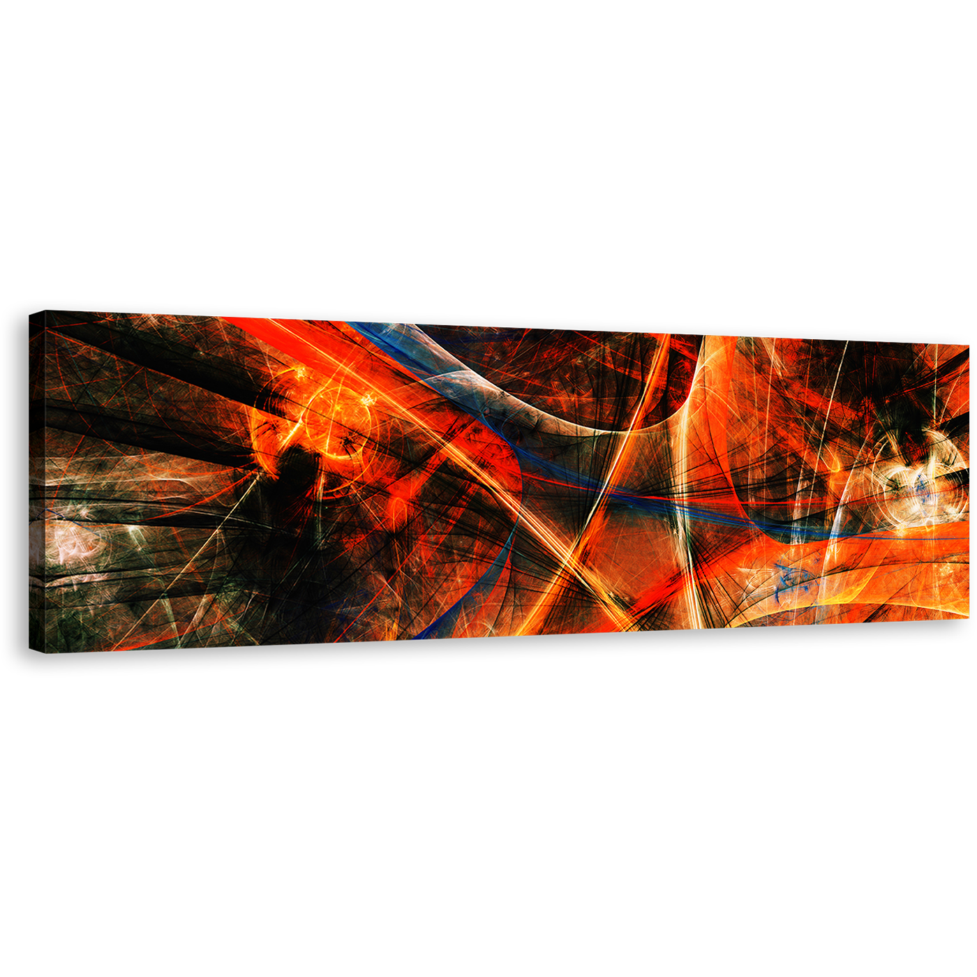 Fractal Abstraction Canvas Wall Art, Orange Fractal Graphics 1 Piece Canvas, Black Deep Abstract Digital Print, Modern Abstract Canvas Artwork