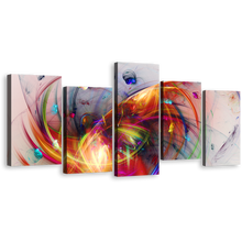 Load image into Gallery viewer, Fractal Creativity Canvas Print, Colorful Abstract Artistic Graphic 5 Piece Canvas Wall Art, Abstract 3D Multi Canvas Artwork
