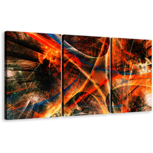 Load image into Gallery viewer, Fractal Graphics Canvas Wall Art, Modern Abstract 3 Piece Canvas, Orange Fractal Abstraction Multiple Canvas, Black Deep Abstract Digital Print
