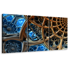 Load image into Gallery viewer, Fractal Illustration Canvas Wall Art, Contemporary Abstract 3D 3 Piece Multiple Canvas, Abstract 3D Fractal Panoramic Canvas Print
