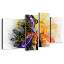 Load image into Gallery viewer, Fractal Lights Canvas Wall Art, Beautiful Bright Abstract 4 Piece Canvas Set, Colorful Abstract Lines Canvas Print
