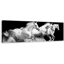 Load image into Gallery viewer, Galloping Horses Canvas Wall Art, Running Horses Stallions Canvas Print, Herd Of Grey White Horses 1 Piece Canvas
