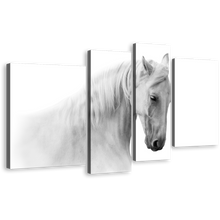 Load image into Gallery viewer, Gelding Horse Canvas Wall Art, Isolated White Grey Horse 4 Piece Canvas Set, Gelding Horse Canvas Print
