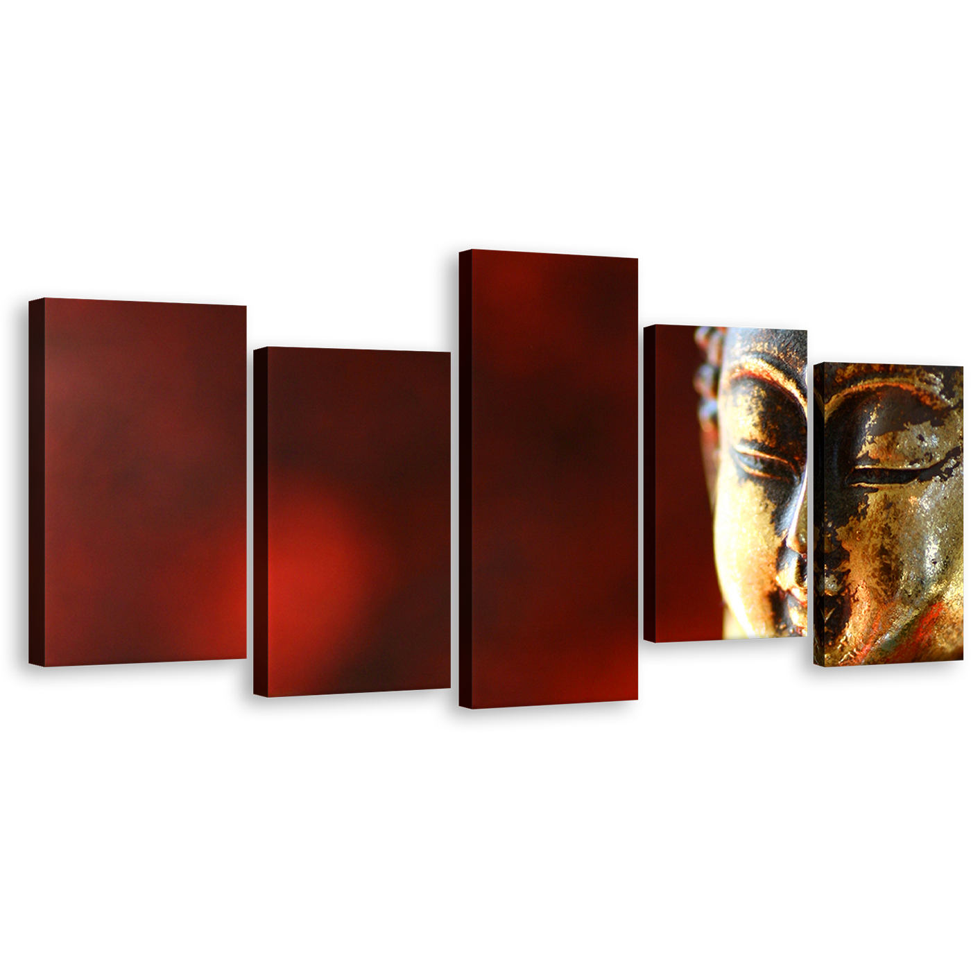 Gold Buddha Canvas Wall Art, Mind Soul Canvas Print, Red 5 Piece Canvas