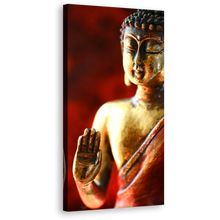 Load image into Gallery viewer, Gold Buddha Canvas Wall Art, Red Vertical Canvas Print, Mind Soul Canvas Artwork
