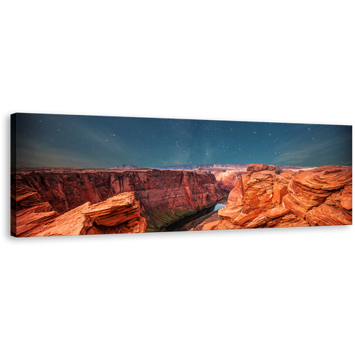 Grand Canyon Canvas Wall Art, Beautiful Orange Desert 1 Piece Canvas Print, Blue Night Sky Stars Canvas Art