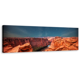 Grand Canyon Canvas Wall Art, Beautiful Orange Desert 1 Piece Canvas Print, Blue Night Sky Stars Canvas Art