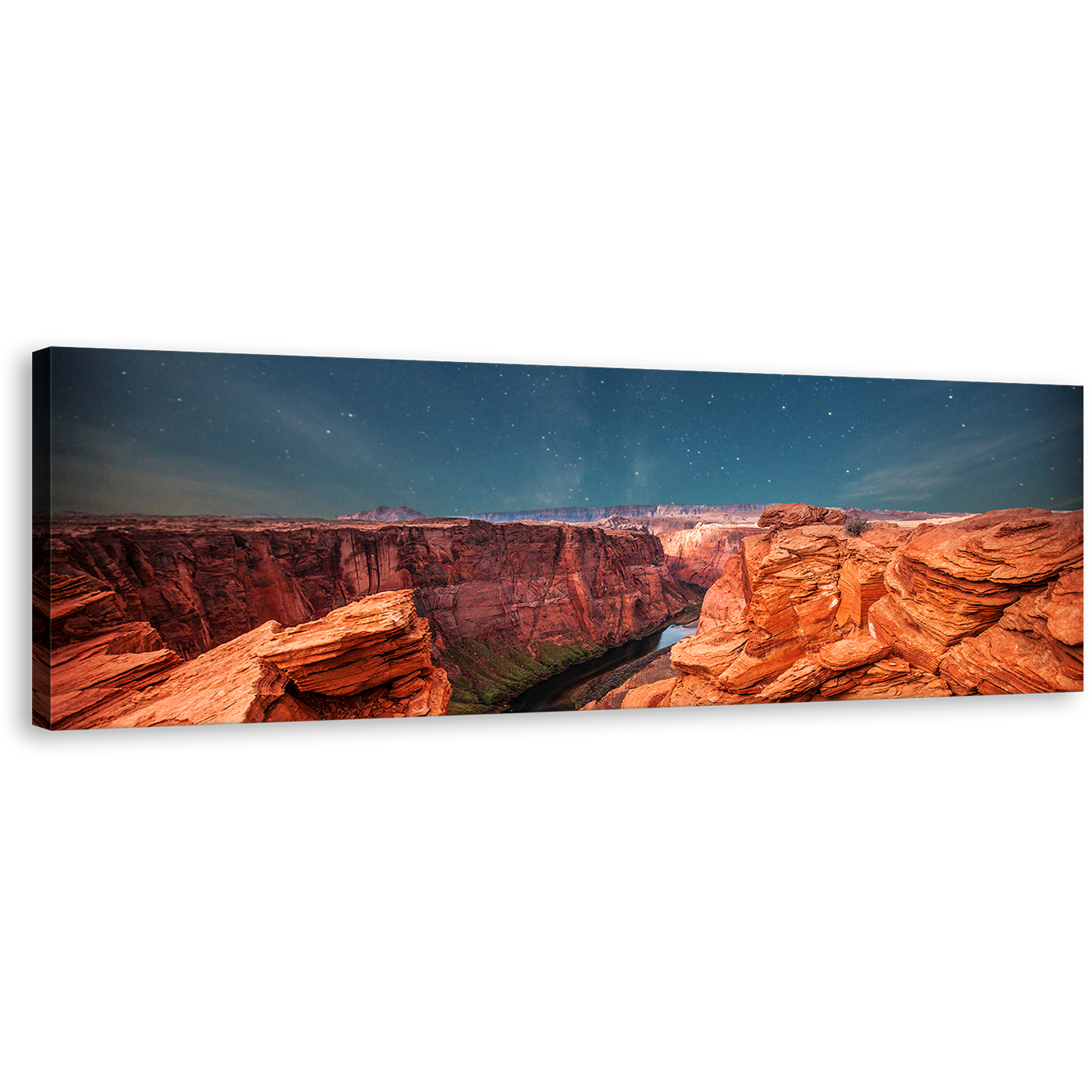 Grand Canyon Canvas Wall Art, Beautiful Orange Desert 1 Piece Canvas Print, Blue Night Sky Stars Canvas Art