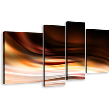 Load image into Gallery viewer, Graphic Abstract Canvas Wall Art, Modern Abstract Wave Design 4 Piece Canvas Print, Orange Black Contemporary Abstract Multi Canvas Artwork
