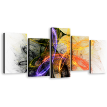 Load image into Gallery viewer, Graphic Lines Canvas Wall Art, Colorful Abstract Fractal Lights 5 Piece Canvas, Modern Abstract Canvas Print
