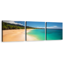 Load image into Gallery viewer, Hawaii Ocean Canvas Wall Art, Green Island of Maui 3 Piece Multi Canvas, Hawaii Blue Ocean Beach Canvas Print
