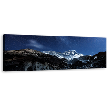 Load image into Gallery viewer, Himalaya Mountain Wall Art, White Milky Way Dessert Canvas Art, Blue Starry Sky Panoramic Canvas Print
