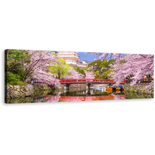 Load image into Gallery viewer, Himeji Castle Canvas Wall Art, Japan Cherry Blossom Canvas Artwork, Japan Historic Structure Colorful Scenery 1 Piece Canvas Print
